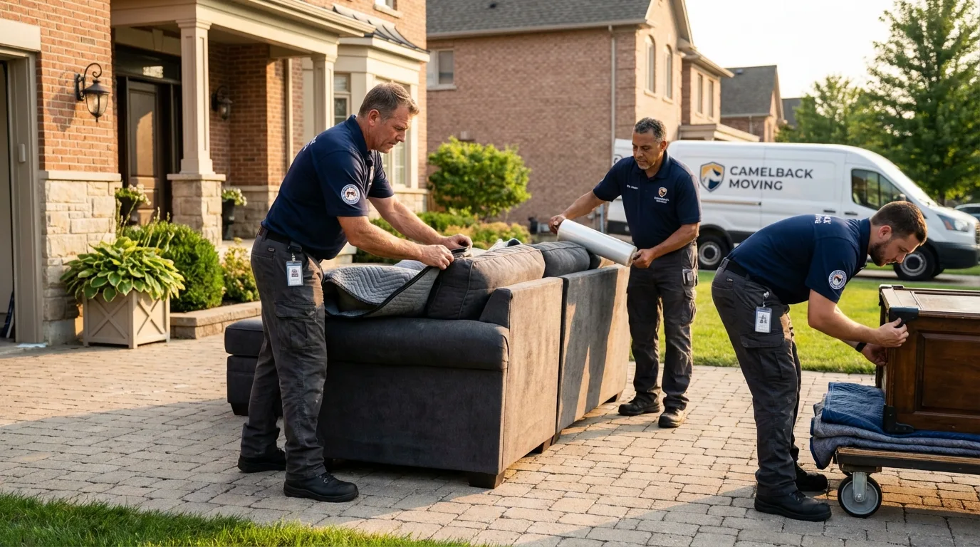 Large estate moving crew wrapping furniture in Manteno, IL